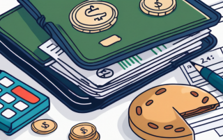 A wallet with money and insurance papers coming out of it