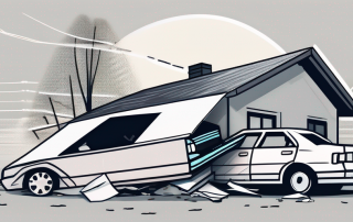 A car accident scene with visible insurance documents