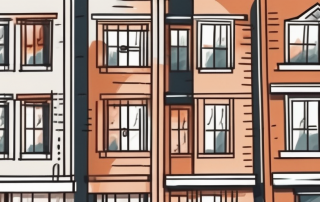 A residential building with a price tag hanging from it