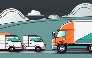 A variety of trucks driving on a highway