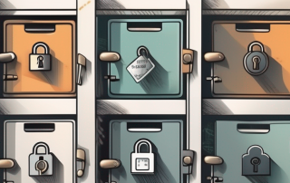 A safety deposit box with a key