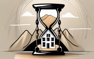 A sand hourglass with a house inside it