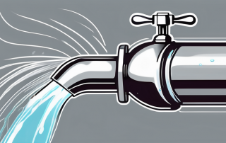 A water tap with water flowing into a protective shield