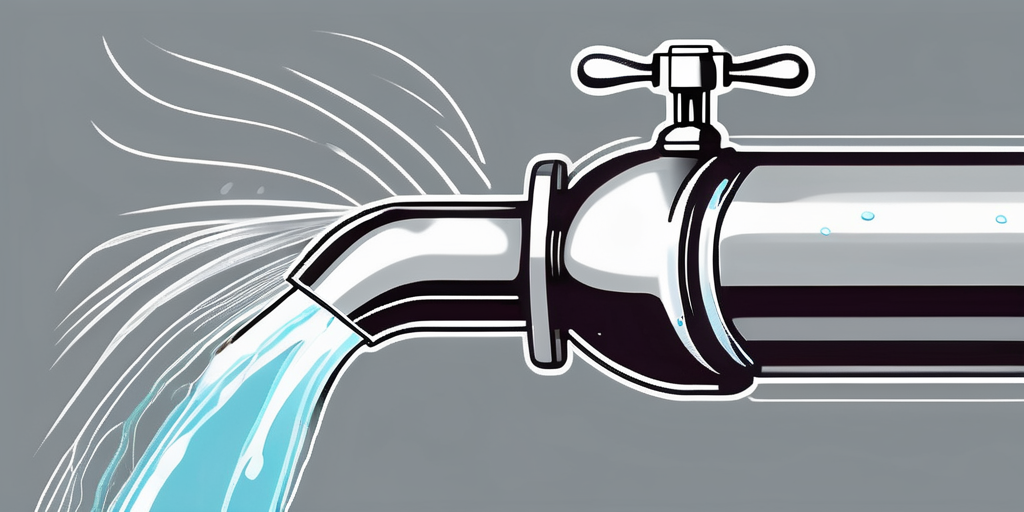 A water tap with water flowing into a protective shield