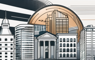 A building with a protective shield symbolizing insurance