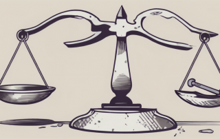 A balance scale with an insurance policy on one side and a broken tool (indicating disability) on the other