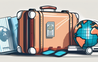 A suitcase with travel-related items such as a passport and a medical kit