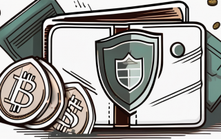 A wallet with coins and bills spilling out next to a document with a shield symbol on it