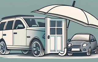 A protective umbrella covering a symbolic representation of a house