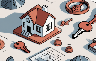 A set of keys on a table next to a house model