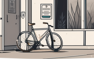 A broken bicycle beside a closed insurance office