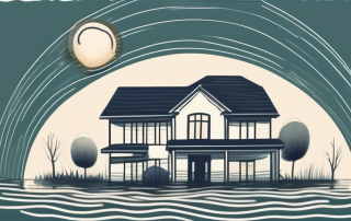 A house surrounded by rising water levels
