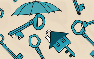 Two sets of house keys intertwined