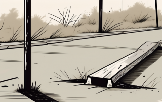 A cracked and uneven sidewalk