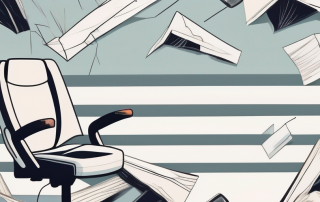 A broken tool and a damaged office chair