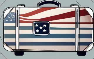 A suitcase adorned with an american flag and a medical cross