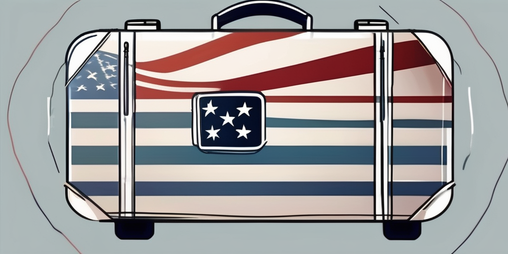 A suitcase adorned with an american flag and a medical cross