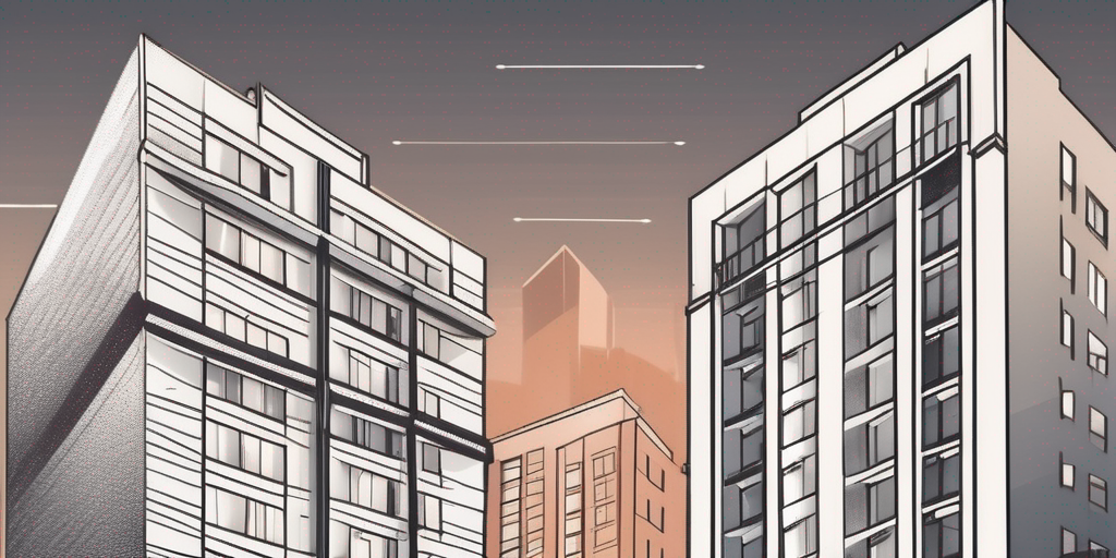 A renovated apartment building with a sign indicating increased rent