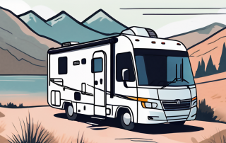 A private motorhome parked in a scenic outdoor location