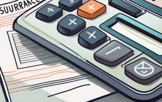A calculator sitting atop a document with insurance symbols