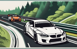 The nürburgring race track with various sports cars on it