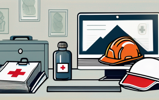A workplace environment with safety helmets