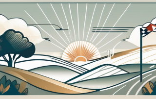 A bavarian landscape with symbolic elements of insurance like an umbrella