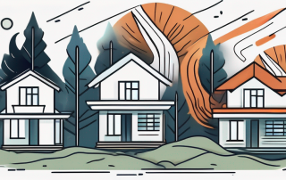 A house standing strong amidst various natural elements like fire