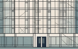 A residential building with a safety net around it