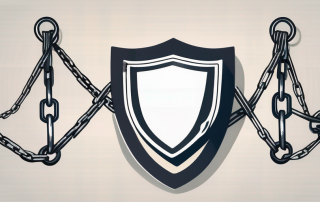A shield partially covered by chains