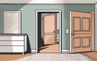 An empty apartment with an open door