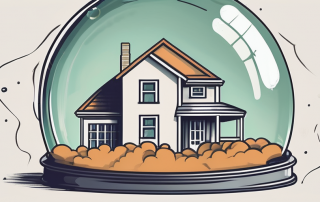 A house with a "for rent" sign