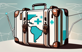 A suitcase adorned with medical symbols like a stethoscope and a cross