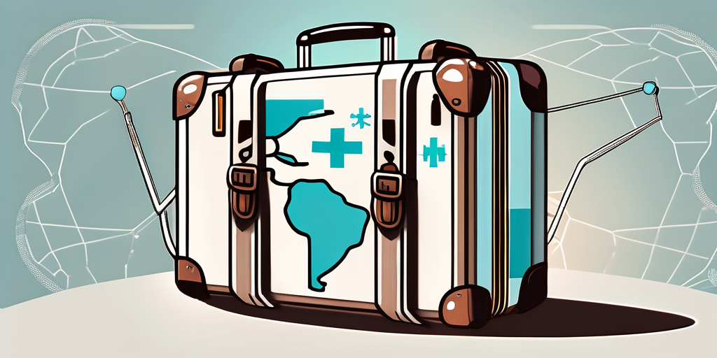 A suitcase adorned with medical symbols like a stethoscope and a cross