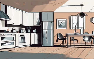 A building and household items such as furniture and appliances