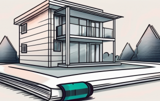 A residential building with a tax form and a pen