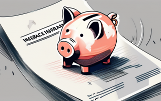 A broken piggy bank next to an insurance policy document
