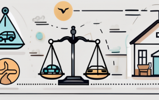A balance scale with different types of insurance policies (symbolized by different icons such as a house