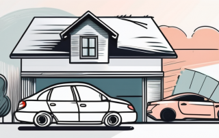 A protective shield covering a house and a car
