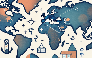 A globe with different types of insurance symbols like a shield