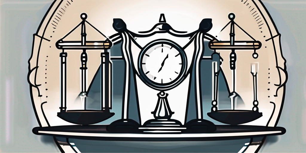 A scale of justice and a shield