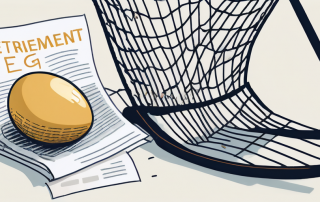 A safety net under a symbolic representation of retirement (like a golden egg or a rocking chair)