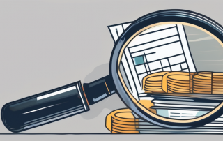 A magnifying glass hovering over a stack of utility bills