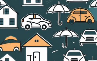 Various insurance icons such as a house