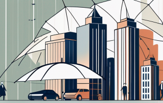 Several insurance buildings symbolizing different companies