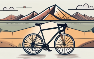 A bicycle leaning against a safety shield