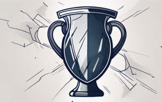 A broken vase with a shield surrounding it