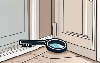 An apartment key lying on the ground next to a door