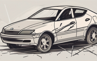 A damaged car with visible dents and scratches to depict a comprehensive insurance claim