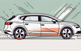 A car with open doors revealing safety features like seat belts and airbags